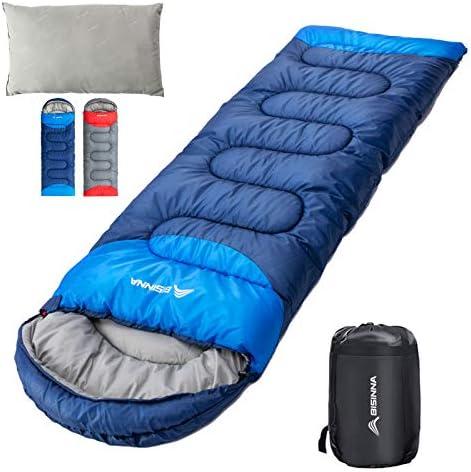 BISINNA Sleeping Bag with Pillow - 4 Season Backpacking Sleeping Bag Lightweight Waterproof Warm and Washable for Adults, Kids, Women, Men's Outdoors Camping, Hiking, Mountaineering