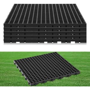 5 Pcs 23.6 x 23.6 in Heavy Duty Ground Protection Mats Drive on Lawn Grid, Heavy Weight Drain Grate Interlocking Non-Slip Floor Mat, 6613 lb Load for Gravel Grid Permeable Pavers