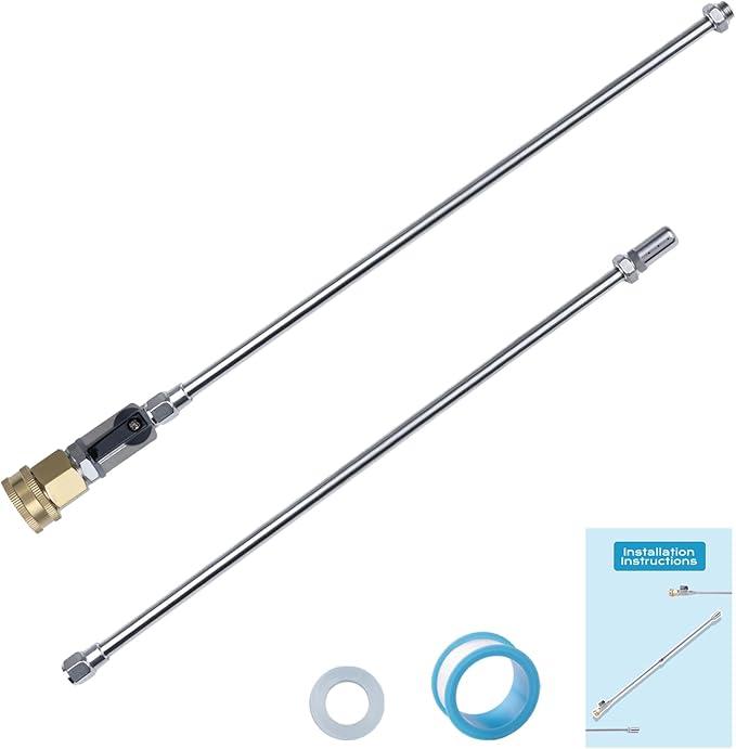 All-Metal RV Black Tank Cleaning Wand,360 Degree Swivel Adapter,Powerful Nozzles Easy Clean Dirt and Grime
