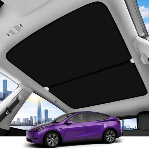TSLDRV 2025 Upgrade Sunshade Roof for Tesla Model Y 2025-2020 [No-Gap/Sag-Free] Middle Magnetic Component Glass Roof Sunshade Heat Insulation for Tesla Model Y Accessories 2025-2020 Black