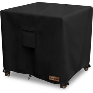 Patio Wicker Side Table Cover,22W x 22D x 18H inch,Waterproof Square Patio Small Side Table Cover,Suitable for 3-Piece Outdoor Wicker Patio Bistro Set Side Table (Black-ottoman Cover)