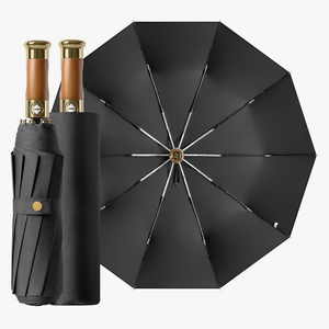 Rain Cats Large 46/50 Inch Umbrellas for rain Strong10 Ribs Fiberglass Umbrella Windproof Wabig Compact Automatic portable Folding Travel Thick Fabric Wood handle