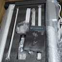 Floor Mobile TV Stand with Power Outlet, Rolling TV Cart for 27-65 Inch OLED LED Monitors, 6 Levels of Height Adjustment, Ambient Lighting on The Bottom Wheels Holds up to 88lbs, 400x400mm (Grain)