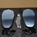 Aluminum Alloy Waterproof Motorcycle Mirrors with M8 M10 Bolts, CNC Machined Anti-Glare Blue Lenses Rear View Mirrors, Foldable Multi-Angle Adjustable for Motorcycle ATV Scooter Moped Cruiser