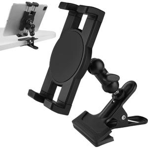 Clip Clamp Tablet Holder for Desk/Table/Glass Door/Desktop Baffle/Easel,Compatible with 7~12.9 inch iPad/Nexus/LG G Pads/Fire HD,360Adjustment Aluminium Alloy Arm Metal Mount