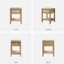 SICOTAS Rattan Nightstand Set of 2, Rattan Decor Drawer with Brass Knobs Night Stand Bedside Table Boho End Tables Side Tables with Storage Shelf for Bedroom,Small Space