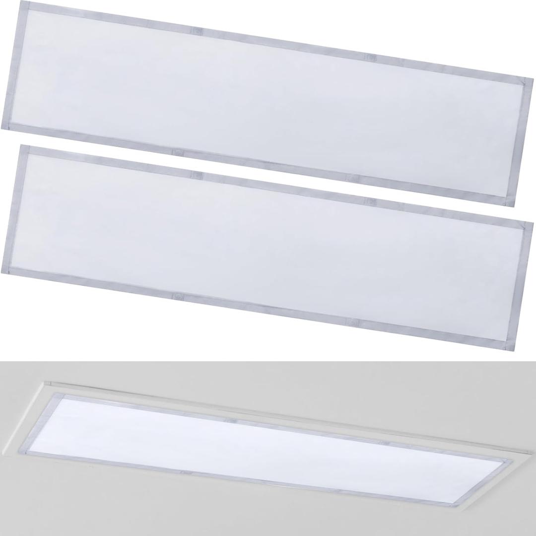 2 Pcs 1 x 4 Feet Fluorescent Covers for Ceiling Lights Magnetic Ceiling Light Cover with 8 Magnets for School Classroom Home Office Drop Lamp Decor (Gray)