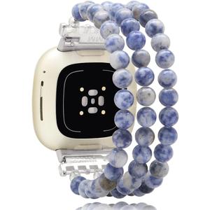 C&L Accessories Bracelets Compatible with Fitbit Versa 3 Bands/Versa 4 Bands/Fitbit Sense 2/Sense Bands for Women Men Beaded Gemstone