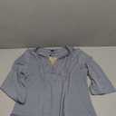 Women's Plus Size Zip Front Sleeve Shirts V Neck Blouses Tunic Top, L, Color Blue