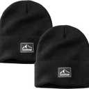 3 x DOCVIT Knit Cuffed Beanie Warm Winter Hats Unisex Skull Knit Cap Fashion Ski Hat for Men and Women (Black)
