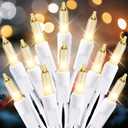 Dirnun Christmas Lights Clear White 100 Count Incandescent Light UL Certified Connectable Christmas Tree Lights with White Wires for Indoor Outdoor Xmas, Wedding, Holiday, Party, Home Decorations