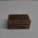 Mela Artisans Wooden Keepsake Box | Medium Burnt Mango Wood Memory & Photo Storage Box with Hinged Lid | Decorative Storage Box | Medium | 7.5x4.5x3 Inch