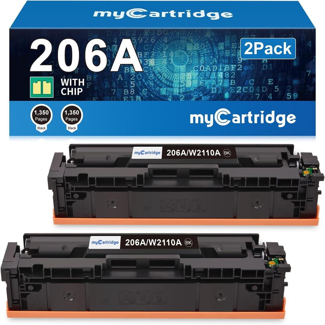 206A Black Toner Cartridges 2 Pack for HP 206A 206X M283fdw M283cdw M255dw | Compatible for HP Color LaserJet Pro MFP M283fdw M283cdw M283fdn M255dw M283 M255 Printer W2110A W2110X High Yield with Chip