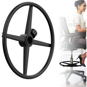 Metal Chrome Office Chair Foot Rest,Office Chair Footstool Attachment for Drawing Chair Office Stool (Black, 20'')