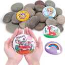 24pcs River Rocks for Painting- 2-4 in Extra Large Hand Picked Rock-Thick-Flat-Smooth Painting Rocks- Perfect for DIY, Kids Crafts, Kindness Stone, Garden & Home Decor, Holiday Easter Gift