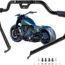 Mustache Highway Engine Guard Crash Bar for Harley Softail Fat Boy FLFB, Heritage Classic FLHC, Street Bob FXBB, Breakout FXBR, Fat Bob FXFB, Low Rider FXLR 2018-2023, Gloss Black