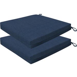 Honeycomb Outdoor Essentials Set of 2 Square Seat Pads, 19 x 19, Hampton Texture Navy Dining Chair Cushions for Patio Furniture