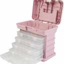 Portable Tool Box - Small Parts Organizer with Drawers and Customizable Compartments for Hardware, Fishing Tackle, Beads, or Crafts by Stalwart (Pink)