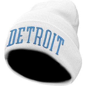 Winter Hat Cities Beanie for Men and Women Knit Cuffed Cap Perfect for Gifts (White)