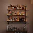 3-Tier Wall Mounted Wine Rack with LED,Liquor Bottles Floating Shelves Display Storage Organizer for Home Bar Dining Room Kitchen (40" W x 47.2" H)
