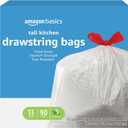 Amazon Basics Flextra Tall Kitchen Drawstring Trash Bags, Fresh Scent, 13 Gallon, 90 Count