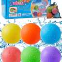 Reusable Water Balloons 6 Pcs, Quick-Fill Summer Water Toys for Pool Parties & Outdoor Beach Backyard Games, Durable Splash Balls for Kids