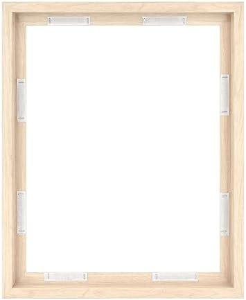 MCS Canvas Float Frames 16x20 Frame, Natural Woodgrain for Finished Canvases, Vertical & Horizontal Wall Hanging Large with Adhesive for Canvas Paintings (1-Pack)