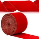 Yungyan Velvet Ribbons with Gold Edge Felt Ribbon Gift Bow Wrapping Ribbon Waterproof for Handmade, Home Decor, Gift Wrapping, Wreath DIY Crafts, Christmas Tree(Red,4 Inch X 35 Yards)