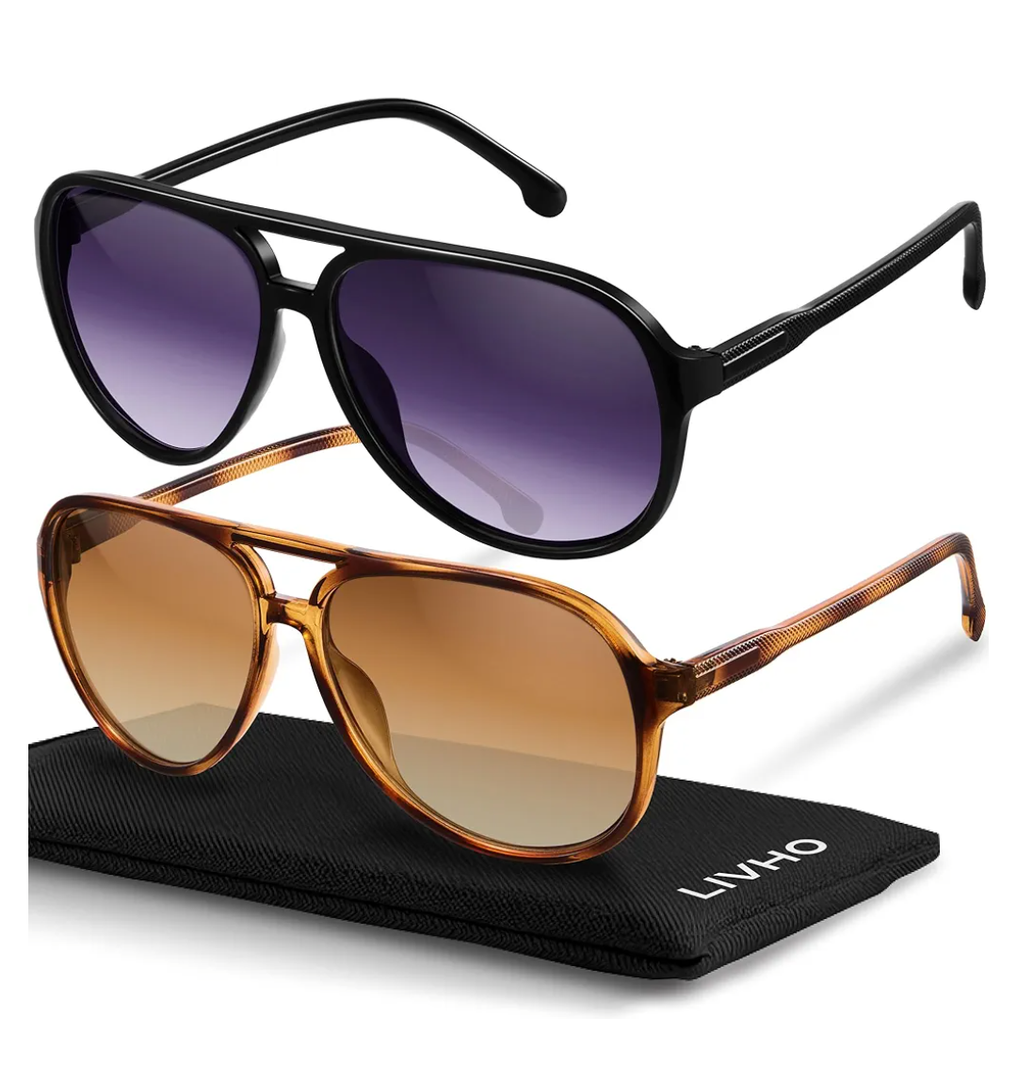 livho Trendy Polarized Aviator Sunglasses Women Men, Retro Sun Glasses for Women Men 2025, Oversized UV Protection Shades
