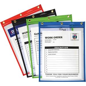 C-Line Heavy Duty Super Heavyweight Plus Stitched Shop Ticket Holder, Assorted Colors, 9 x 12 Inches, Box of 20 Shop Ticket Holders (50920)