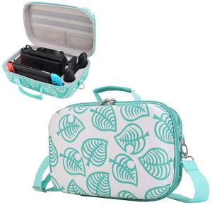 Pemalin Carrying Travel Case for Nintendo Switch / OLED Model, Hard Shell Storage Case for Switch Console and Full Set of Accessories, with Mesh Pocket and 18 Card Slots. (Animal Crossing)