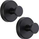 Suction Cup Hooks for Shower No-Drill Bathroom Hooks for Towels, Robes, Loofah Mountable on Bathroom Walls, Kitchen, Glass, Mirrors, Tile and Smooth,Non-Porous Surfaces (2, Matte Black)