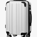 Coolife Luggage Expandable(only 28") Suitcase PC+ABS Spinner 20in 24in 28in Carry on (white grid new, M(24in))