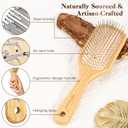 BFWood Bamboo Hair Brush with Steel Bristles, Metal Hair Brush Help Hair Growth and Massaging Scalp, Anti-frizz Metal Detangling Brush Styling Hairbrush