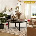 FAMIDGE Coffee Table, 31.5" Round Black Coffee Table for Living Room, Center Tables for Family & Office Use, Outdoor Coffee Tables Round, Large Black (31.5" D x 17.7" H), 1T - 31.5"D