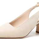 Mostrin Block Slingback Heels for Women Pointed Closed Toe Chunky Heels Office Work Shoes Women's Pumps for Business Casual, 38