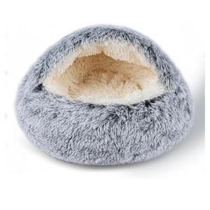 Cat Bed for Indoor Cats, Calming Cozy Cave with Self-Warming Plush, Entire Bed Machine Washable & Anti-Slip Base, Breathable Pet Bed for Small Cats&Dogs All Seasons (Grey, 22 * 22inch)