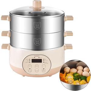 Joydeem Electric Food Steamer for Cooking, 2-Tier Stainless Steel Vegetable & Food Steamers, 15L/15.9 qt Large Capacity, JD-DZG15B