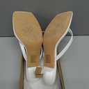 Goderci Kitten Flip Flop Thong Low Heels for Women Square Open Toe Slip On Heeled Sandals (White, 8)