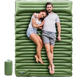 Double Sleeping Pad for Camping, 5" Ultra-Thick Camping Mattress with Pillow Built-in Pump, Self Inflating Camping Pad 2 Person for Backpacking, Hiking, Traveling, Tent