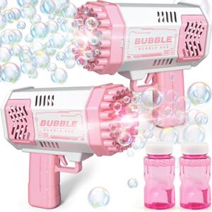 2 Pack Bubble Gun, Bubble Machine for Toddlers, Toys for Kids 3 4 5 6 7 8 Years Old, Bubbles Maker Blower, Toy for Boys Girls Outdoor Indoor Birthday Wedding Party, Gifts for Ages 4-8 (2*pink)