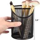 2 Pack Pen Holder Mesh Round Pencil Holder Desktop Organizer 3 Compartments, Black