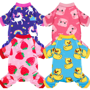 4 Pack Dog Pajamas Soft Lightweight Dog Recovery Suit Onesie Clothes for Small Medium Female Boys Girls Dogs Cats (M (Back: 12",Chest: 16", Neck:10.2"), Unicorn,Pig,Strawberry,Duck)
