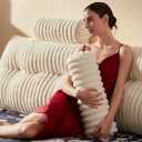 Rycwola Faux Fur Headboard Pillow with 2 Pack Neck Roll Pillow Large Headboard Pillow Soft and Supportive with Removable Cover (Beige, King)