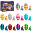 Dketlu Easter Eggs, Colorful 3D Printed Bunny Eggs Fillers Toys, Suitable for Easter Basket Stuffers, Party Favors, Kids Gifts, Egg Hunts and Desktop Decor