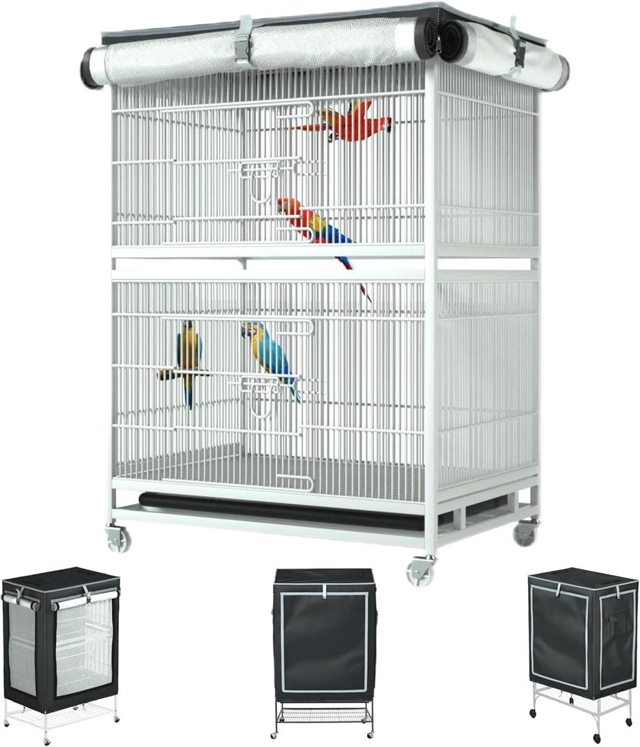 Large Bird Cage Cover - 600D Cage Covers for Night, Good Night Bird Cage Cover for Large Birdcage,Indoors or Outdoors (M) (32.0"L x 21.0"W x 52.0"H)