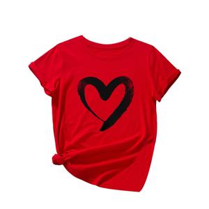 SOLY HUX Women's Letter Print Graphic Tees Short Sleeve Tops Casual Summer T Shirt Red Heart L