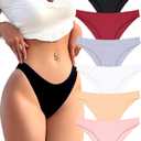 FINETOO 6 Pack Cotton Underwear for Women Cute Low Rise Bikini Panties High Cut Breathable Sexy Hipster Womens Cheeky S-XL