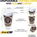 50 Pack 12 oz Double Wall Paper Coffee Cups with Lids & Sleeves Leak-Free Insulated Disposable To-Go Cups for Hot & Cold Drinks Perfect for Office, Home, Caf & Events