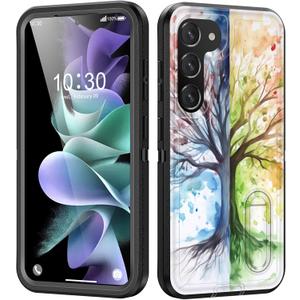 for Galaxy S23 Plus Case with Built in Kickstand,Shockproof/Dustproof/Drop Proof 3-Layer Military Grade Protective Cover for Samsung Galaxy S23 Plus 6.6" 2023,Abstract Colorful Tree of Life